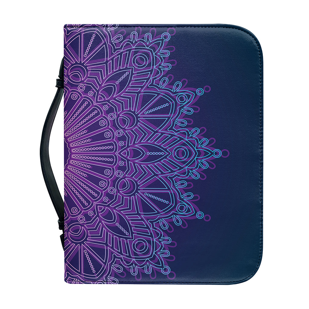 Purple Trippy Mandala Print Leather Bible Cover