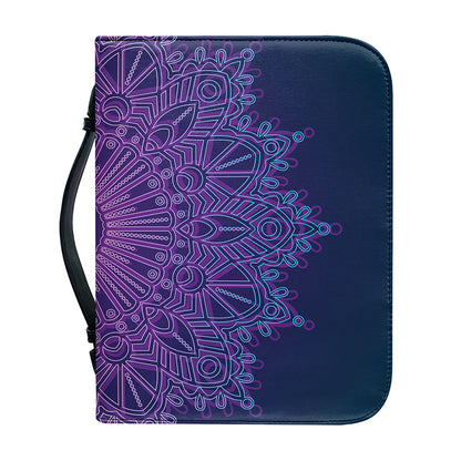 Purple Trippy Mandala Print Leather Bible Cover