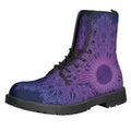 Purple Trippy Mandala Print Lace-Up Boots