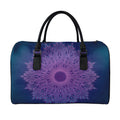 Purple Trippy Mandala Print Leather Duffel Bag