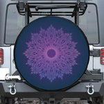 Purple Trippy Mandala Print Leather Spare Tire Cover