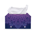 Purple Trippy Mandala Print Leather Tissue Box Cover