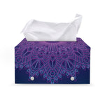 Purple Trippy Mandala Print Leather Tissue Box Cover