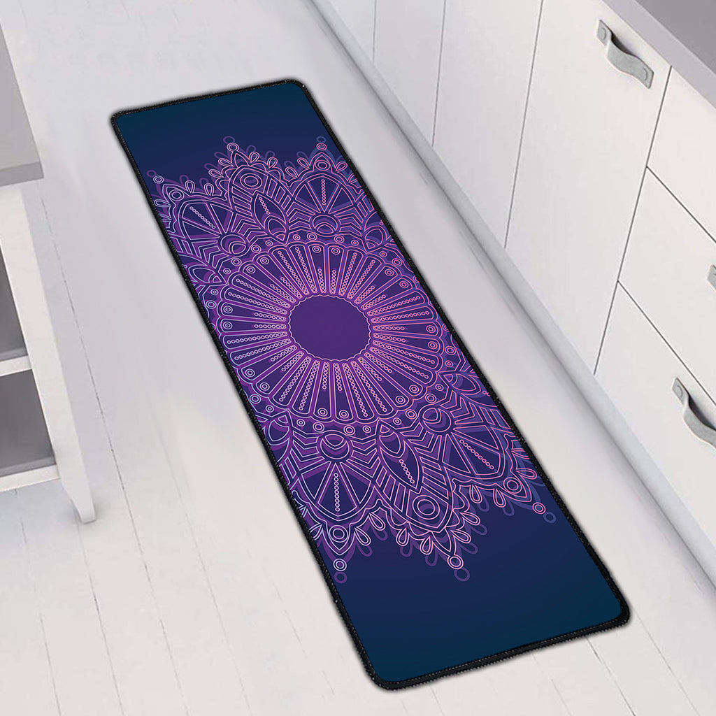 Purple Trippy Mandala Print Long Kitchen Mat