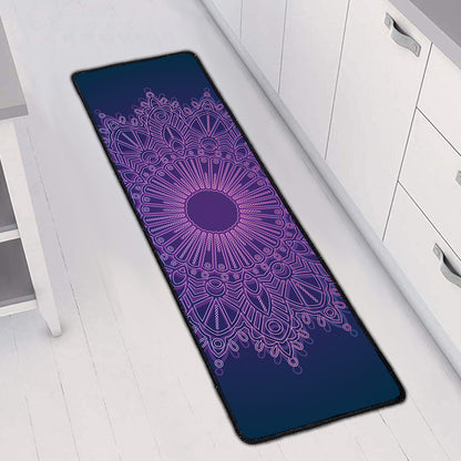 Purple Trippy Mandala Print Long Kitchen Mat