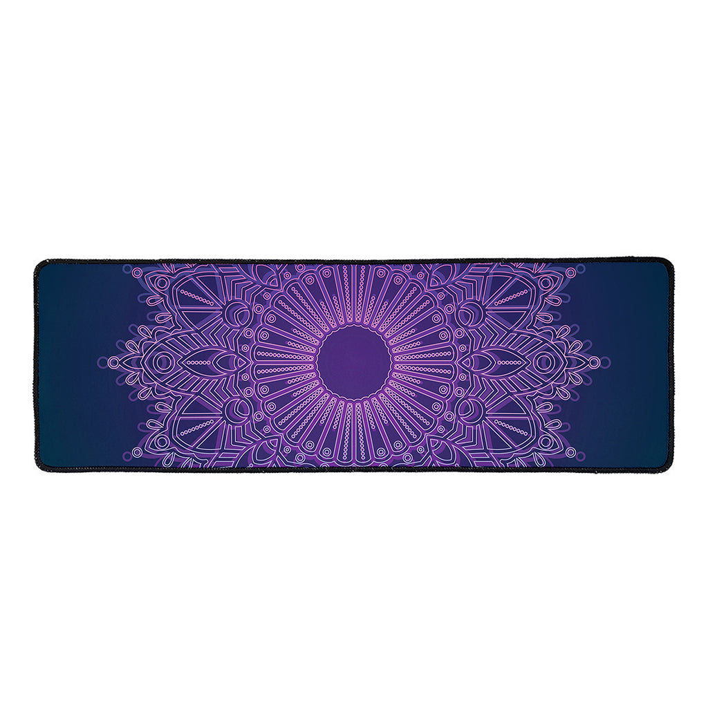 Purple Trippy Mandala Print Long Kitchen Mat
