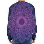 Purple Trippy Mandala Print Long Sleeve Baseball Jersey