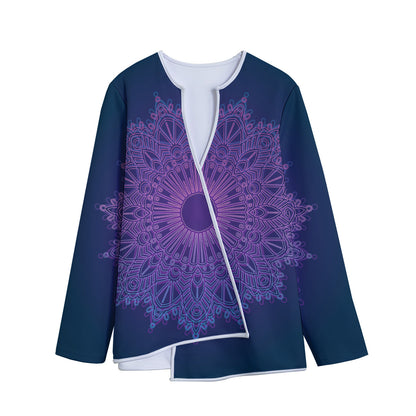 Purple Trippy Mandala Print Long Sleeve Short Coat