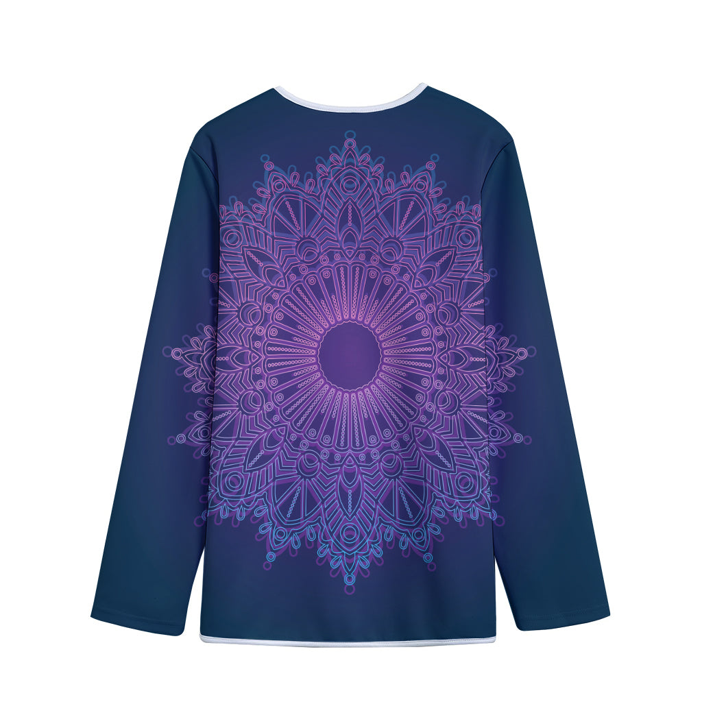 Purple Trippy Mandala Print Long Sleeve Short Coat