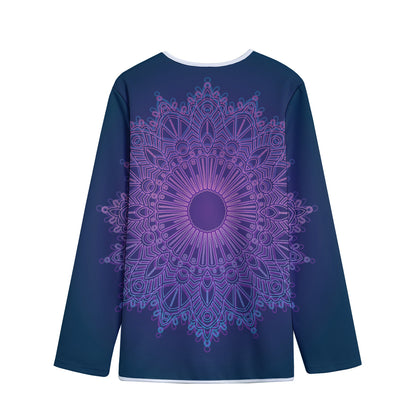 Purple Trippy Mandala Print Long Sleeve Short Coat
