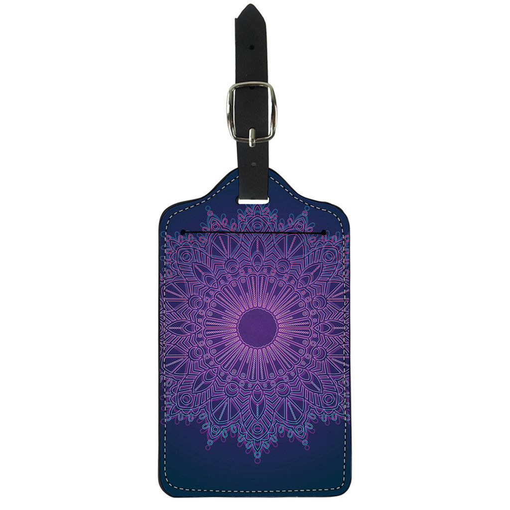 Purple Trippy Mandala Print Luggage Tag