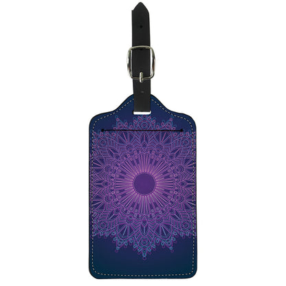 Purple Trippy Mandala Print Luggage Tag