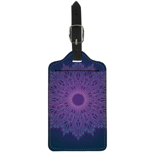 Purple Trippy Mandala Print Luggage Tag