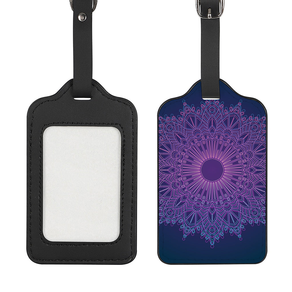 Purple Trippy Mandala Print Luggage Tag