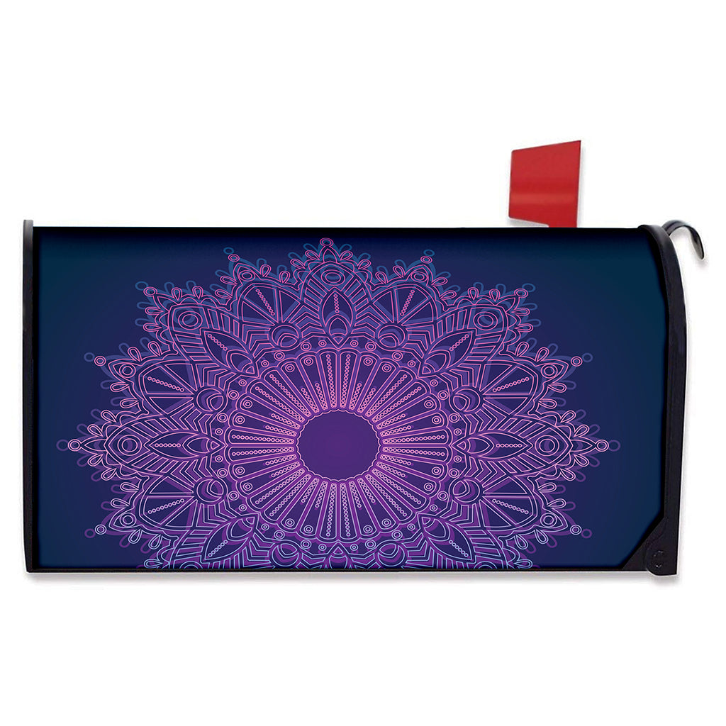 Purple Trippy Mandala Print Mailbox Cover