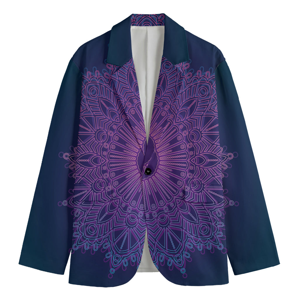 Purple Trippy Mandala Print Men's Blazer