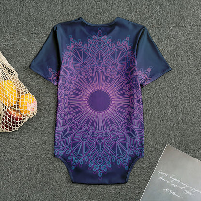 Purple Trippy Mandala Print Men's Bodysuit