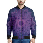 Purple Trippy Mandala Print Men's Bomber Jacket