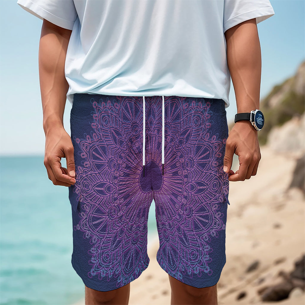Purple Trippy Mandala Print Men's Cargo Shorts