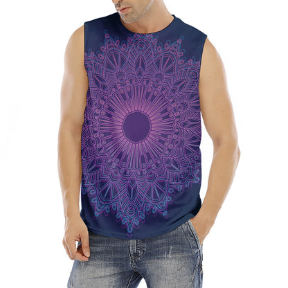 Purple Trippy Mandala Print Men's Fitness Tank Top