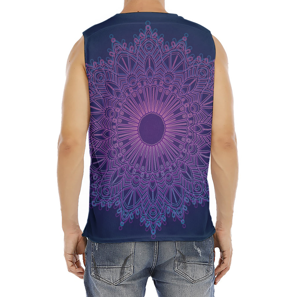 Purple Trippy Mandala Print Men's Fitness Tank Top