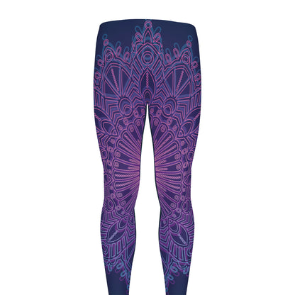 Purple Trippy Mandala Print Men's leggings