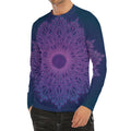 Purple Trippy Mandala Print Men's Long Sleeve Rash Guard