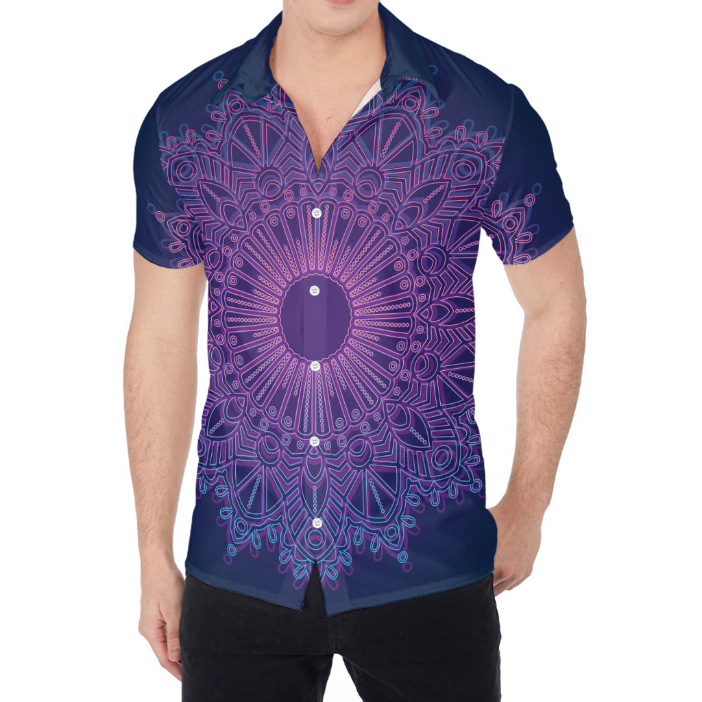 Purple Trippy Mandala Print Men's Shirt