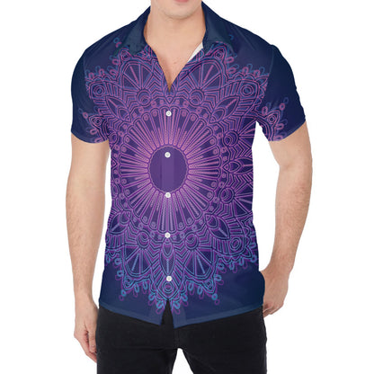 Purple Trippy Mandala Print Men's Shirt