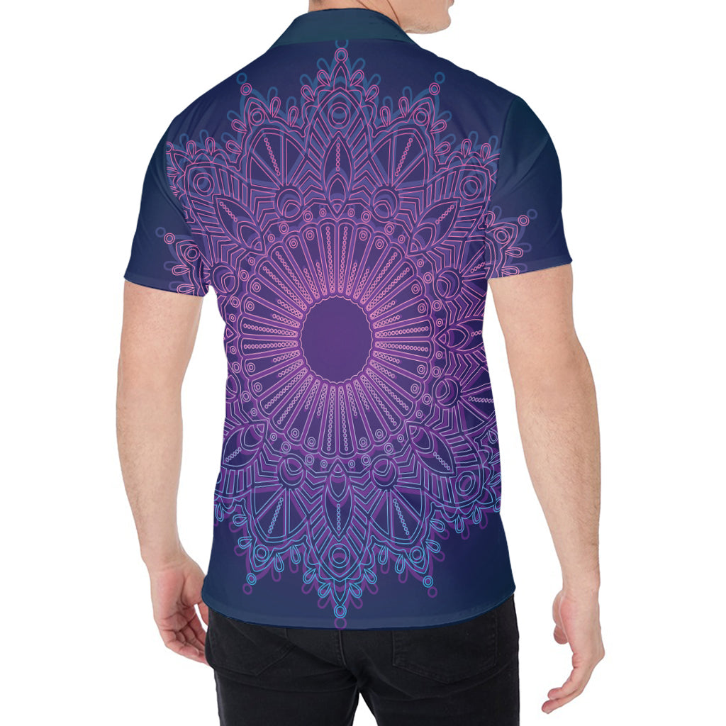 Purple Trippy Mandala Print Men's Shirt