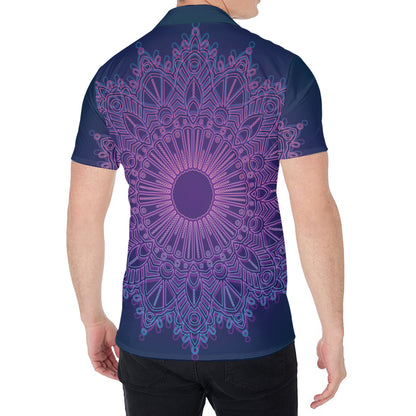 Purple Trippy Mandala Print Men's Shirt