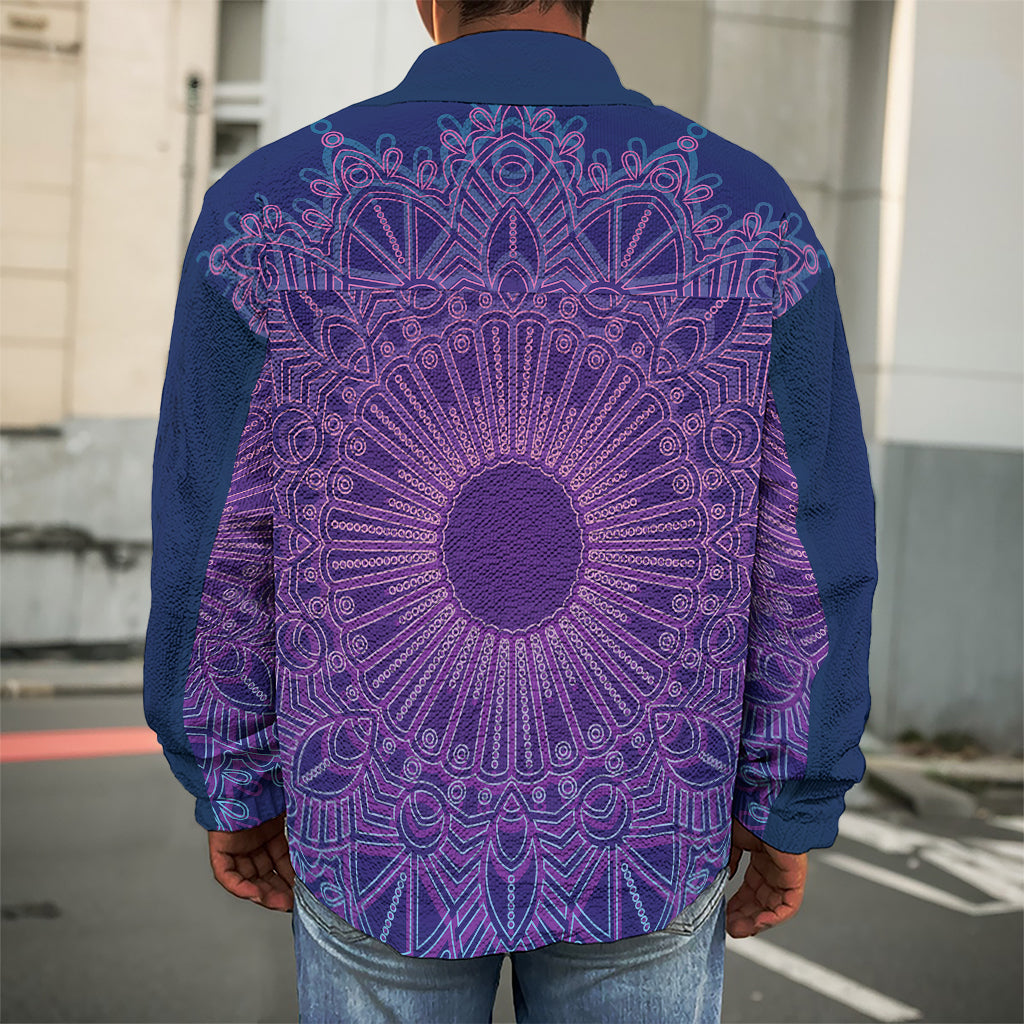 Purple Trippy Mandala Print Men's Shirt Jacket