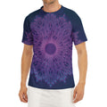 Purple Trippy Mandala Print Men's Short Sleeve Rash Guard
