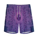 Purple Trippy Mandala Print Men's Sports Shorts