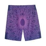 Purple Trippy Mandala Print Men's Sports Shorts