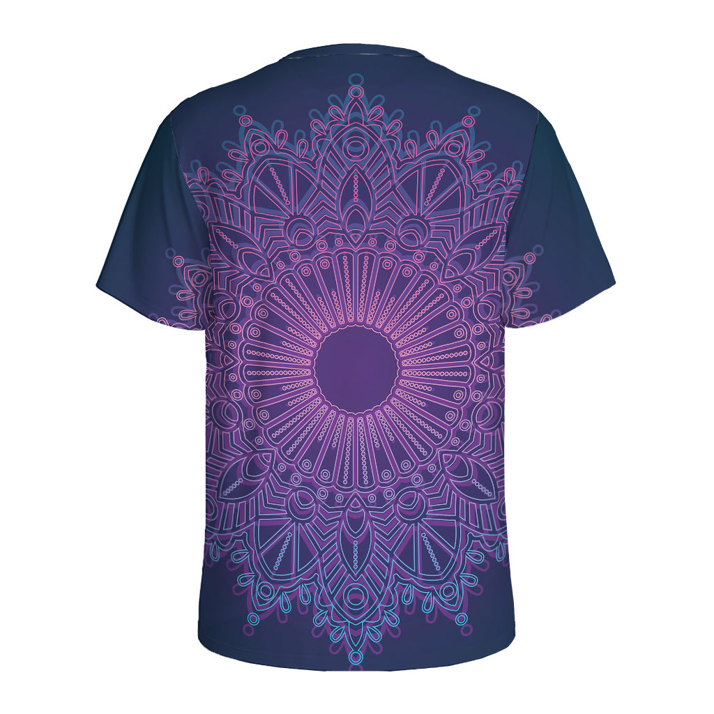 Purple Trippy Mandala Print Men's Sports T-Shirt