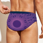 Purple Trippy Mandala Print Men's Swim Briefs