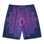 Purple Trippy Mandala Print Men's Swim Trunks