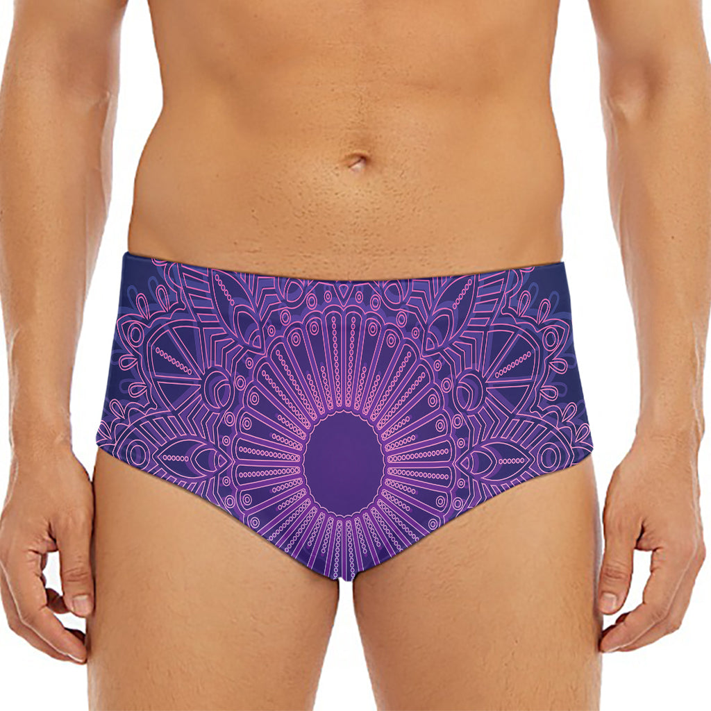 Purple Trippy Mandala Print Men's Triangle Swim Briefs