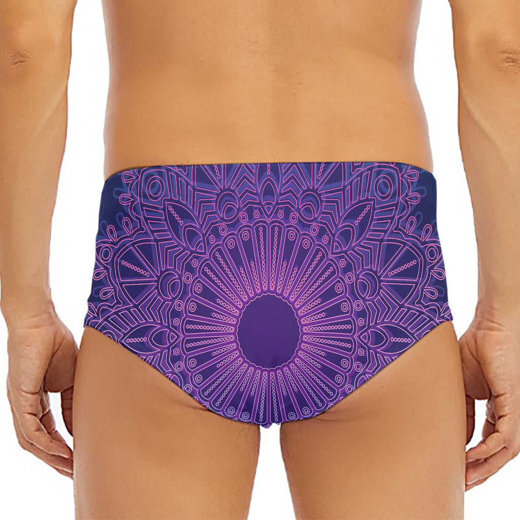 Purple Trippy Mandala Print Men's Triangle Swim Briefs