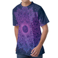 Purple Trippy Mandala Print Men's Velvet T-Shirt