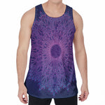 Purple Trippy Mandala Print Men's Velvet Tank Top