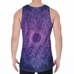 Purple Trippy Mandala Print Men's Velvet Tank Top