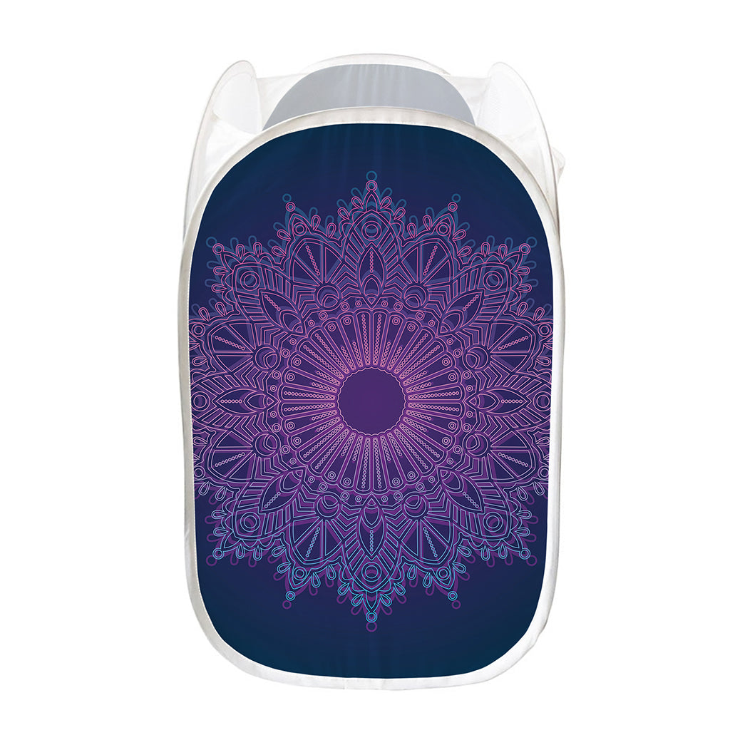 Purple Trippy Mandala Print Mesh Laundry Hamper