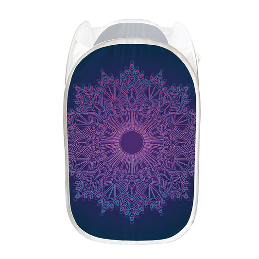 Purple Trippy Mandala Print Mesh Laundry Hamper