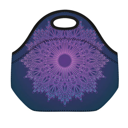Purple Trippy Mandala Print Neoprene Lunch Bag