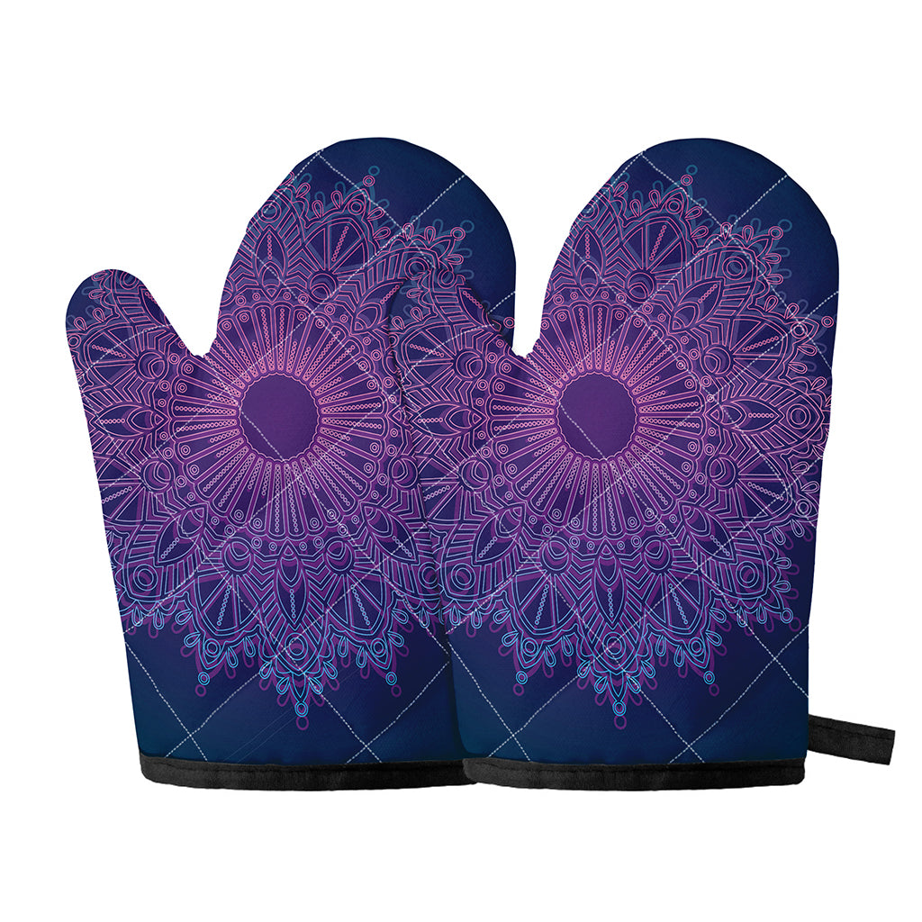 Purple Trippy Mandala Print Oven Mitts
