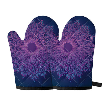 Purple Trippy Mandala Print Oven Mitts