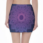 Purple Trippy Mandala Print Pencil Mini Skirt