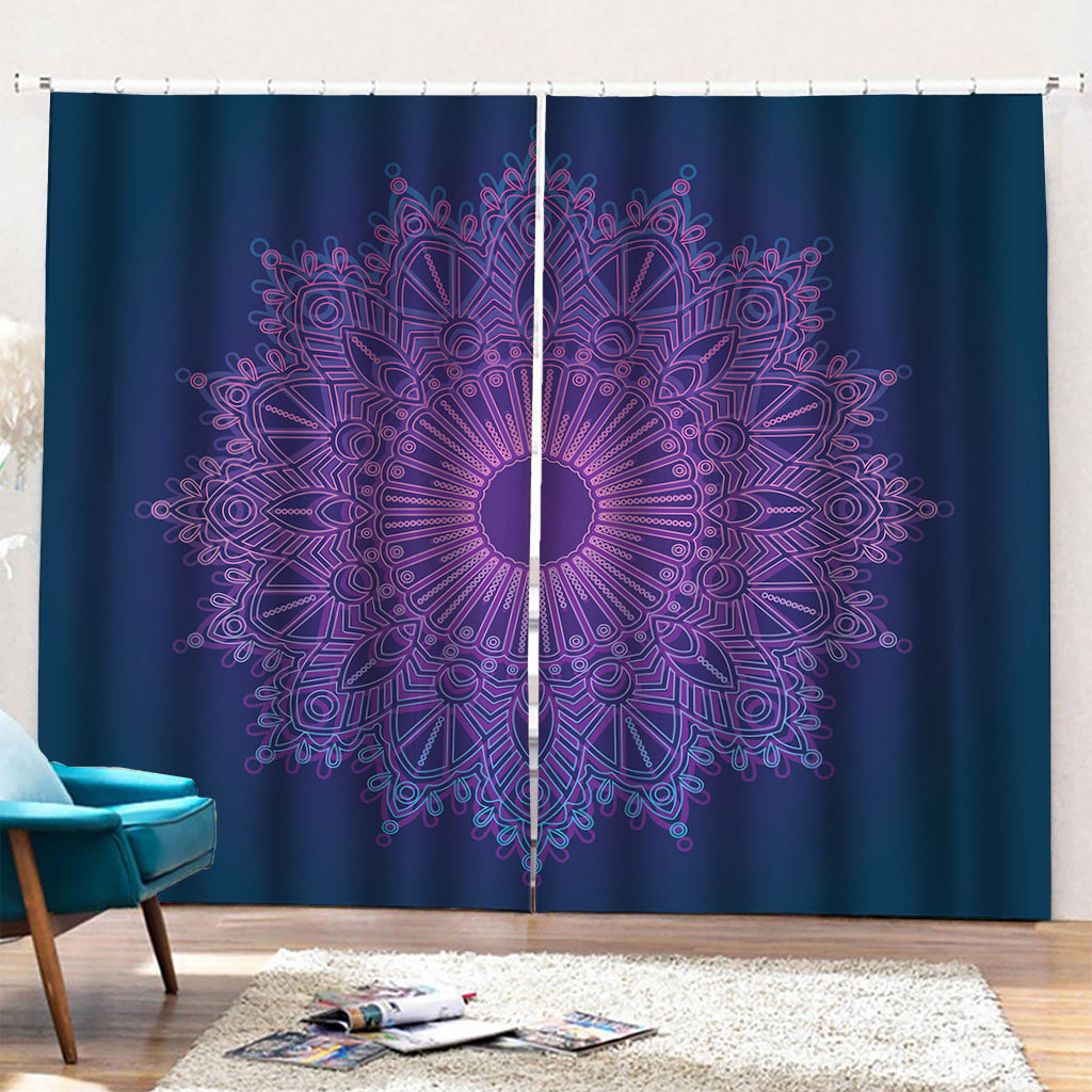 Purple Trippy Mandala Print Pencil Pleat Curtains